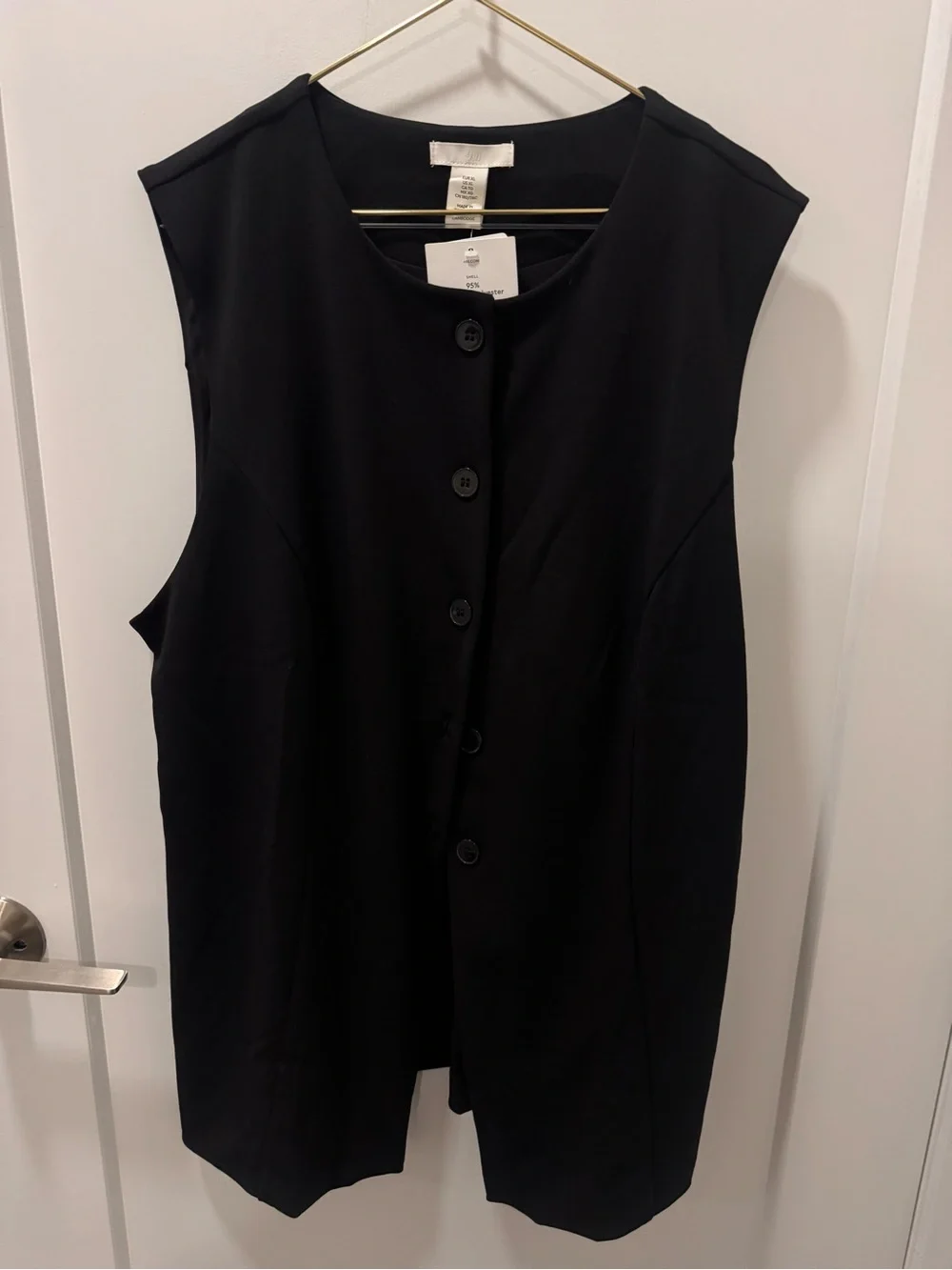 Brand new H&M chic Sleeveless Black Button-Front Vest size XL - Picture 1 of 3